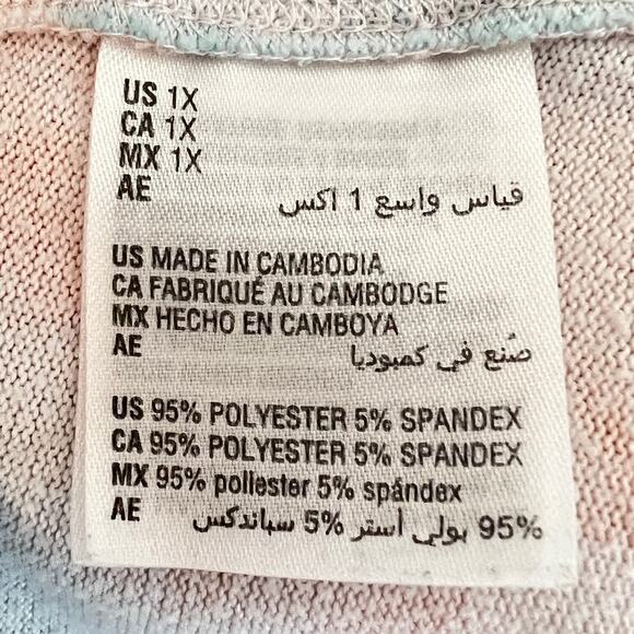 Jenni Intimates Womens Knit Sleepshirt Size 1X Pastel Blue Pink Short Sleeve - Picture 5 of 6